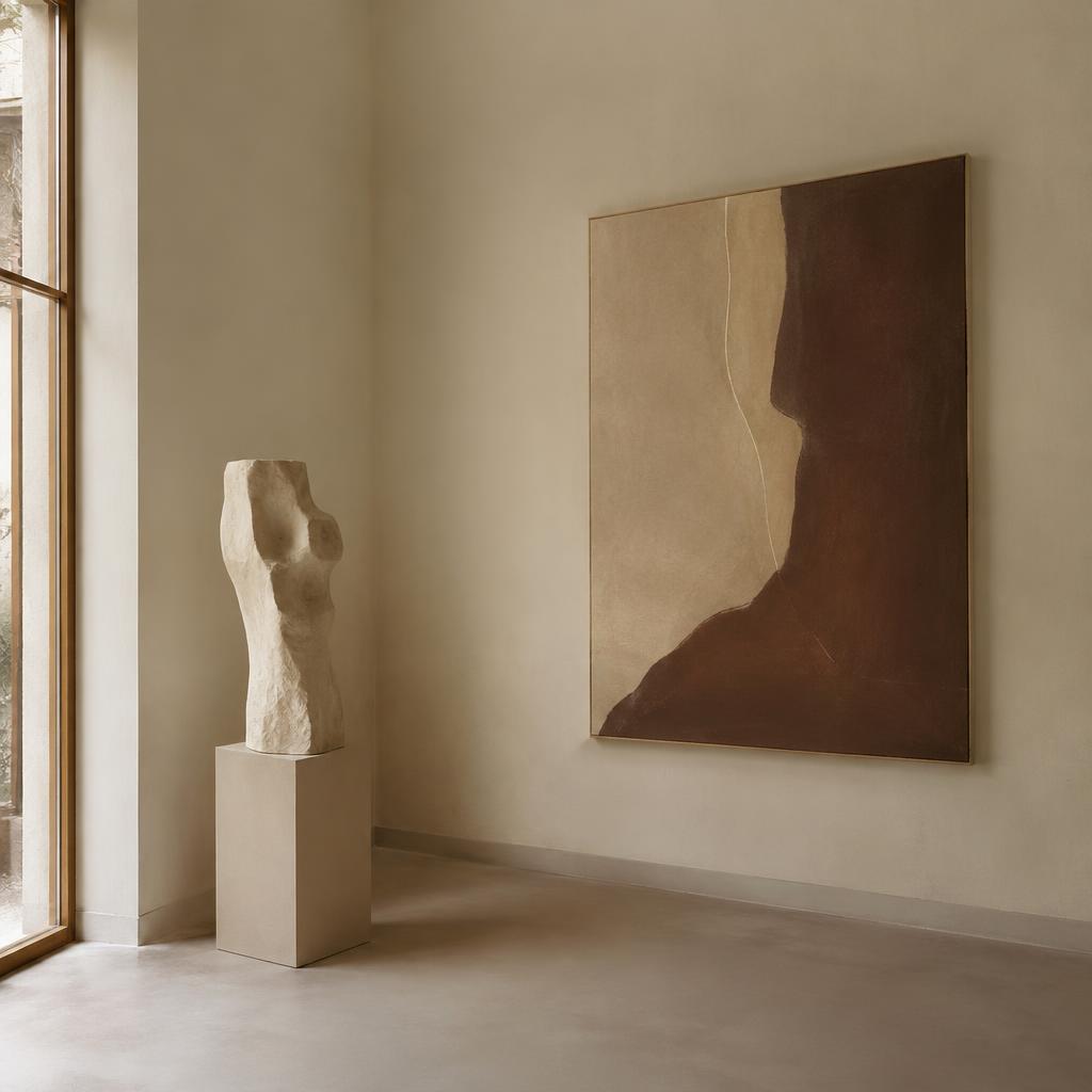 Galerie met sculptuur en schilderij